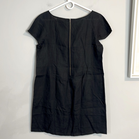 Eileen Fisher black organic linen bateau neck casual dress size S/P - Picture 4 of 8